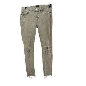 Hudson Krista Olive Distressed Ankle Skinny Jeans W25 Frayed Hem Womens Denim